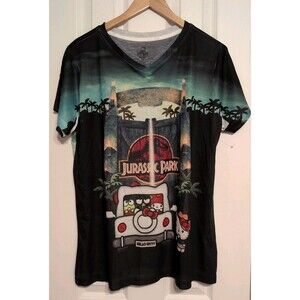 Hello Kitty Jurassic Park T-shirt Women Vneck 2X Short Sleeve Universal Studios